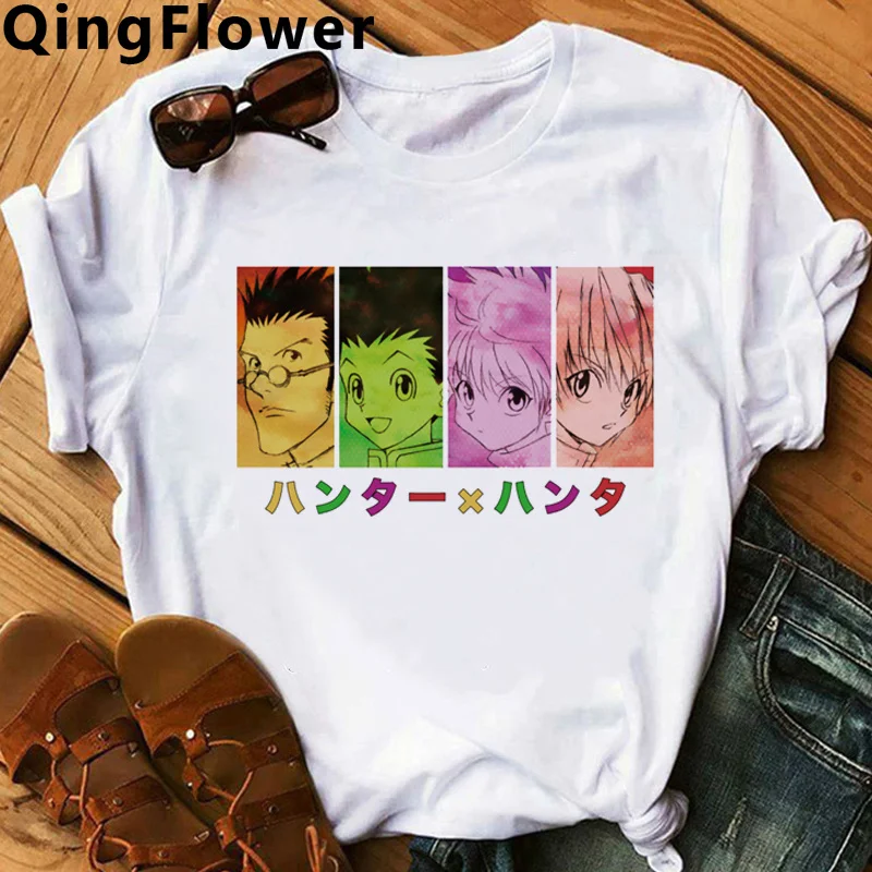 

Футболка белая мужская с принтом в стиле Харадзюку, аниме Hunter x Hunter Killua Hisoka juютсу Kaisen Gojo Satoru, летний топ