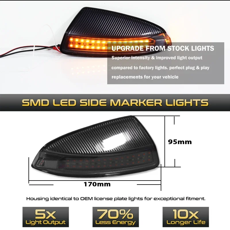 2x белая/янтарная последовательная вспышка светодиодное боковое зеркало DRL