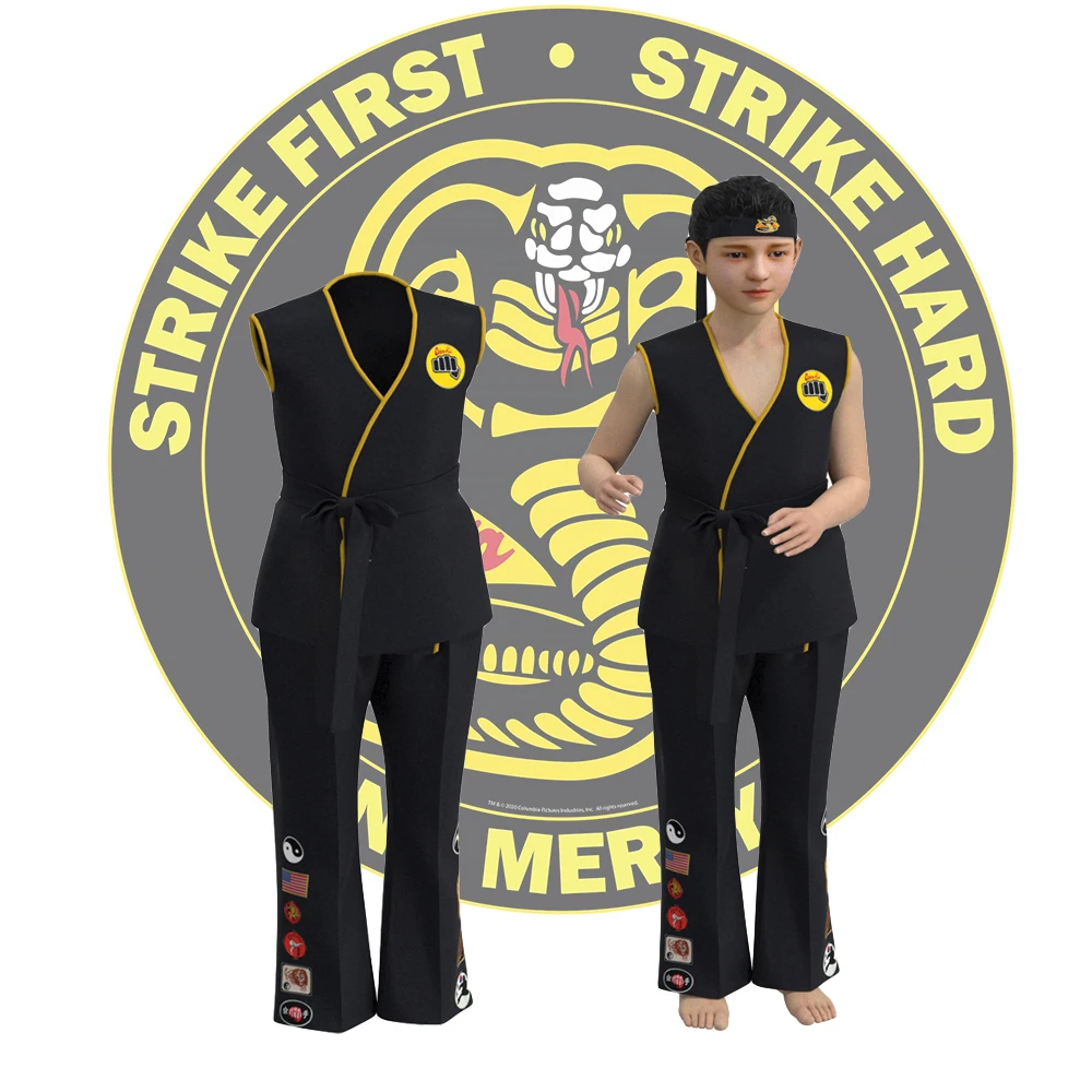 

Karate Kid Cobra Kai Cosplay Costume Anime Kids Children Top Pants Outfits Birthday Carnival Halloween Parties