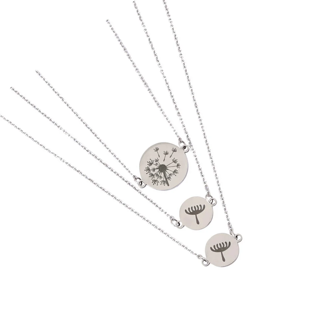 

3pcs Stainless Steel Dandelion Necklace Fashion Neck Chain Mother's Day Gift