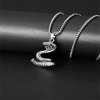 lens snake pendant necklace men and women personality all match sweater charm european and american fashion hip hop retro black