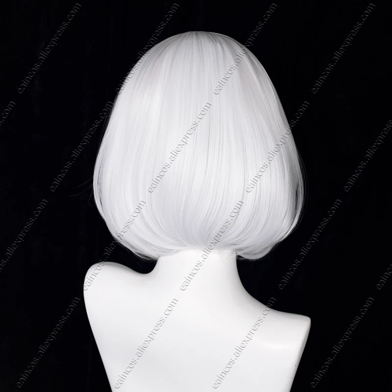 Фото YoRHa No.2 Type B Косплей Парик 2B 33 см Белые Короткие Волосы Термостойкие Синтетические Парики №5