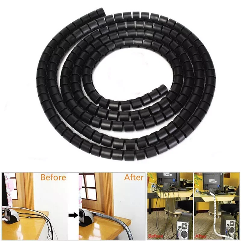 

1m 10/25mm Cable Spiral Wrap Tidy Cord Wire Banding Loom Storage Organizer PC TV Wire Winding Tube Wire Sleeves