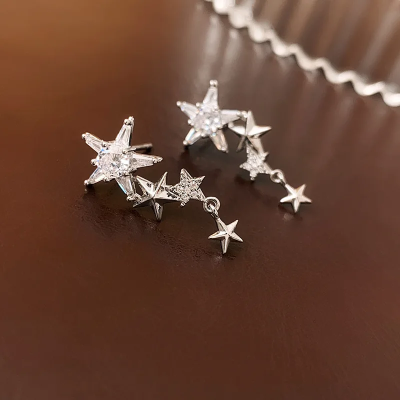 

Zircon Five-pointed Star Earrings Women Personality Creativity Minimalist Drop Earrings Fashion Light luxury Female