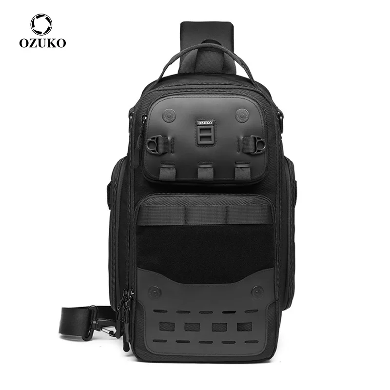 

OZUKO New Large Capacity Crossbody Bag Fashion Men Chest Pack Outdoor Sports Travel Sling Shoulder Bags Waterproof Messenger Bag