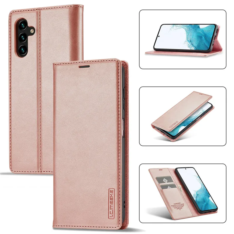 

Strong magnetism Leather Wallet Cover Case For Samsung Galaxy S22 Plus S23 Ultra Phone Bag