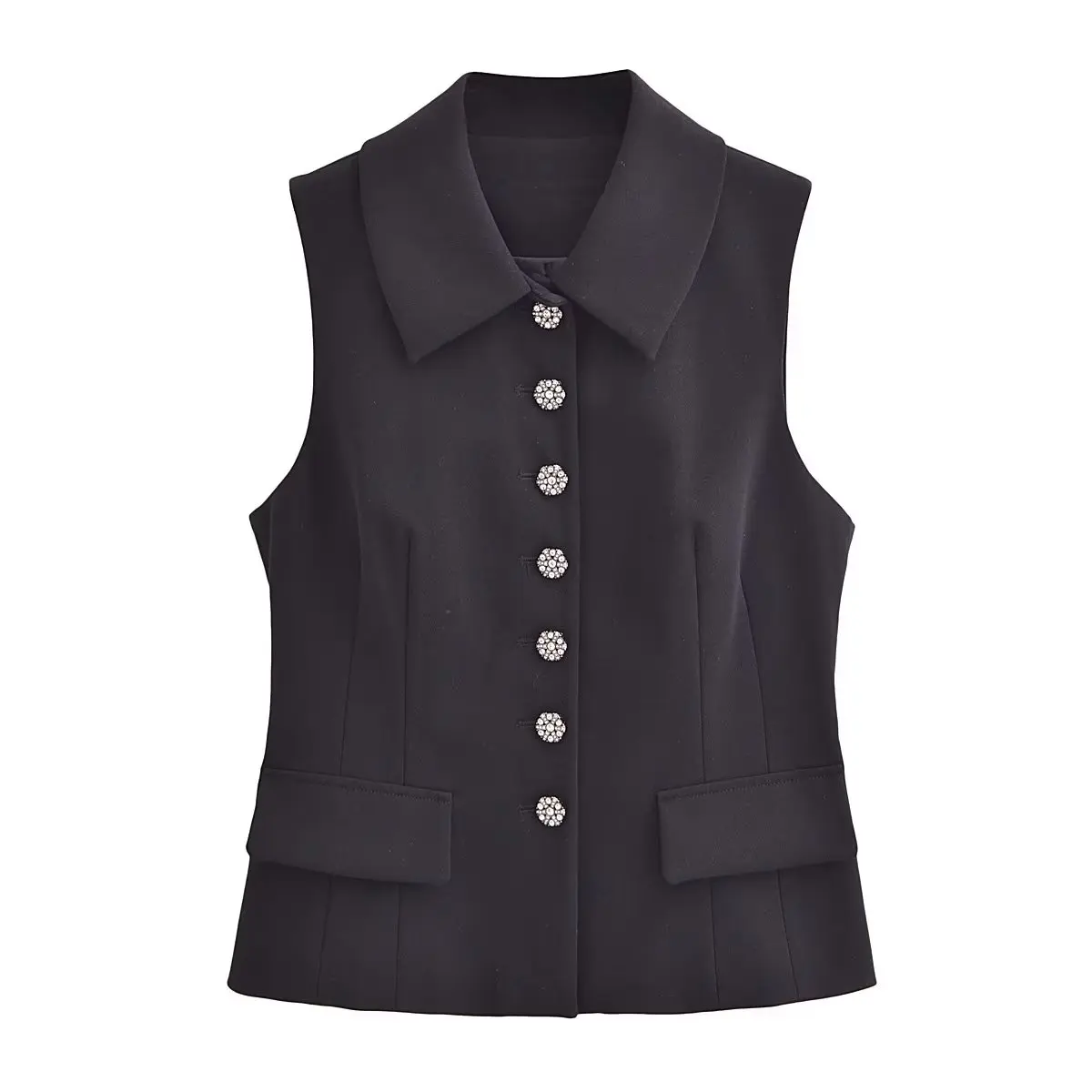 

Женский жилет на пуговицах, универсальный винтажный Повседневный жилет без рукавов с лацканами и карманами, 2023