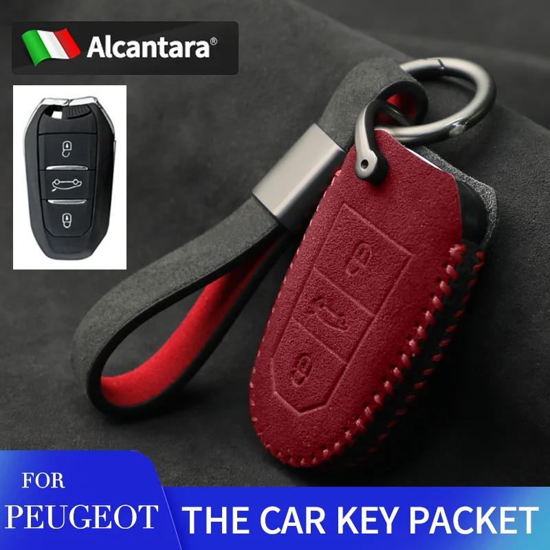 

for Alcantara suede Peugeot 308 408 508 2008 3008 4008 5008 key case suede key shell buckle