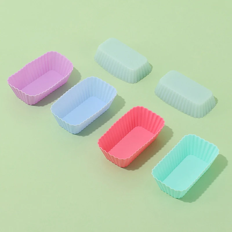 

1/4Pcs 8*5*2.6cm Silicone Rectangular Reusable Cake Molds Jelly Baking Mould Cupcake Maker Muffin Cup Kitchen Pastry Tool