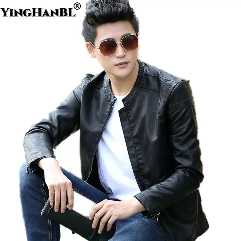 

2022 New Slim Leather Men;s Casual Men;s Zipper Jacket Korean Trend Short Spring Men;s Jacket motorcycle jacket