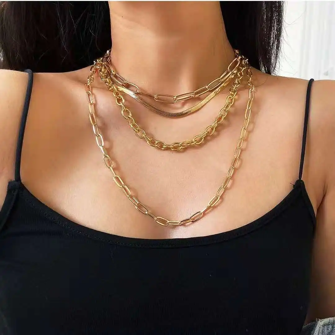 

Fashion Accessories Punk Style Choker Personalized Hip Hop Multi-layer Necklace Choker Stainless Steel Jewelry Personalized