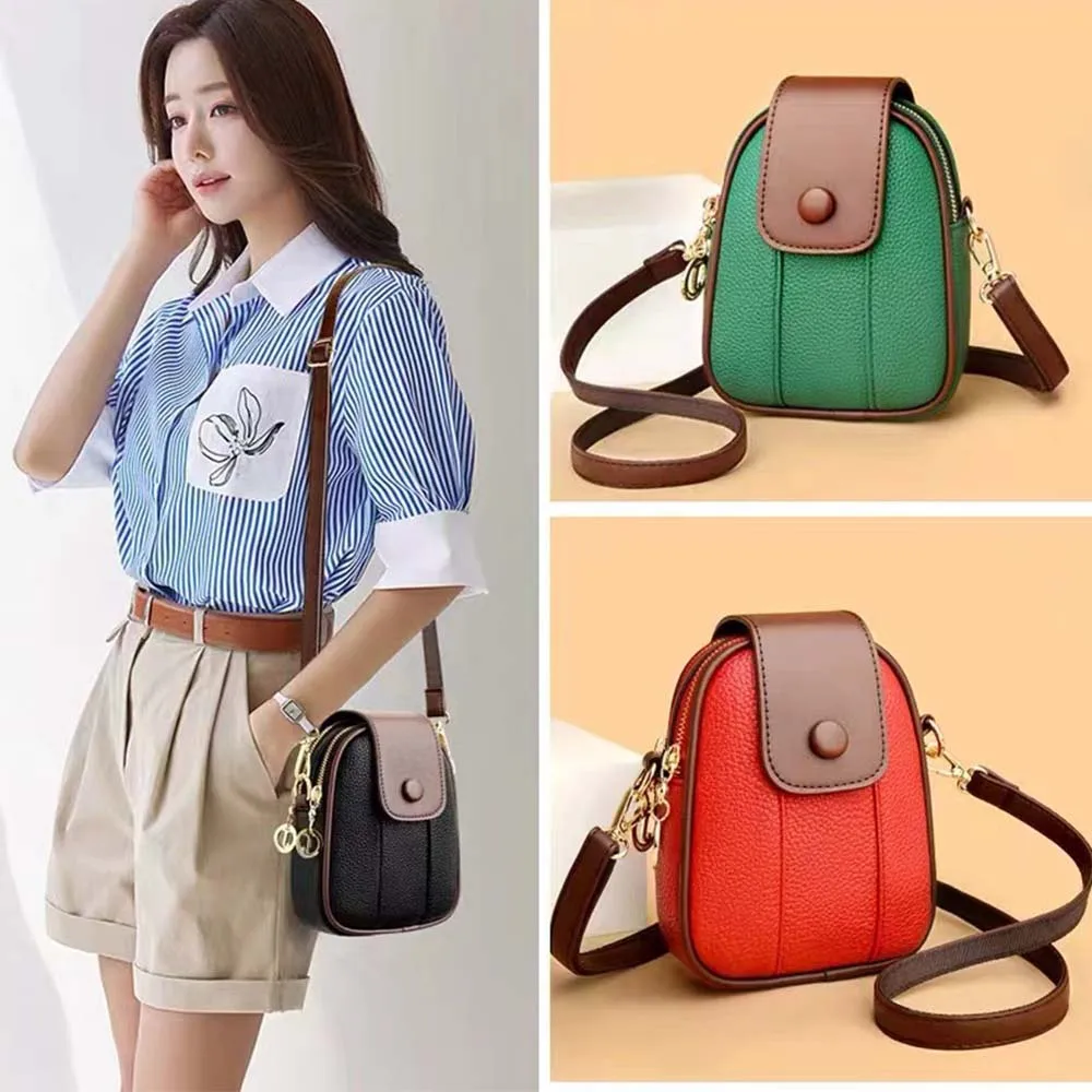 Women's Genuine Leather Mobile Phone Bags Summer Mini Two-Layer Cross Shoulder Bag 2023 New Trend   First Layer Cowhide Handbag