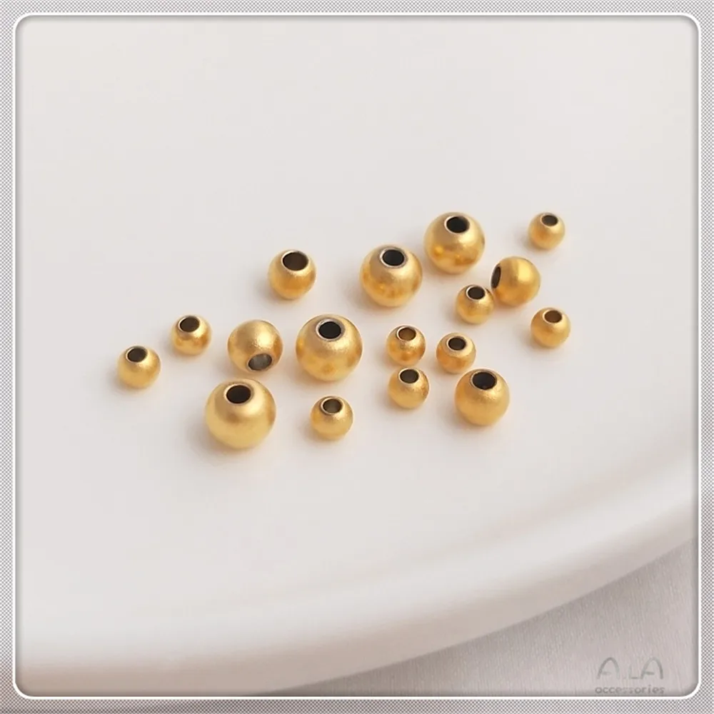 Vietnam sand gold beads round beads real gold color loose beads hand beading diy bracelet spacer beads jewelry material