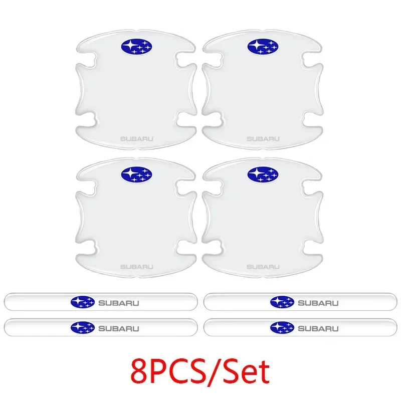 

8 шт. наклейки на чашу двери автомобиля для Subaru XV WRX BRZ FORESTER IMPREZA LEGACY OUTBACK STI, полоски на автомобильные ручки, защитная пленка, наклейки