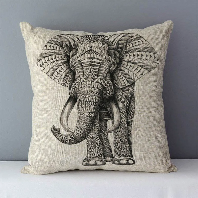 

Cozy couch cushion home decorative pillows elephant kola elk printed animals pillowcase