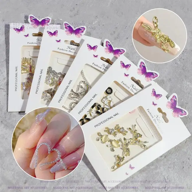 

Alloy Nail Art Decorations 3D Charm Butterflies Love-shaped Bear Bowknot Chain Ornaments Fashion Fashion Manicure Accessories