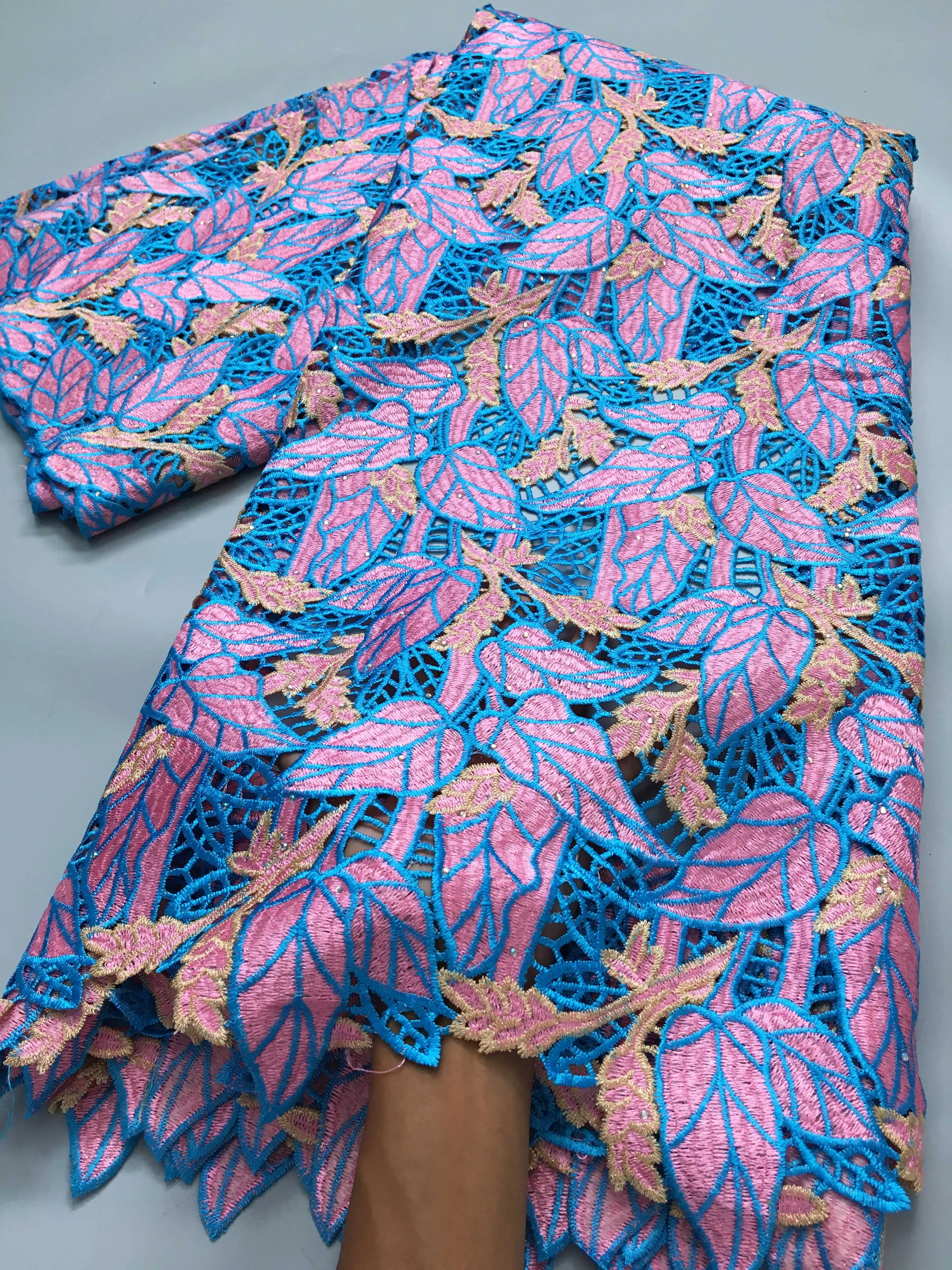 Высококачественная Нигерийская Вышитая Кружевная Ткань Из Вуали С Блестками