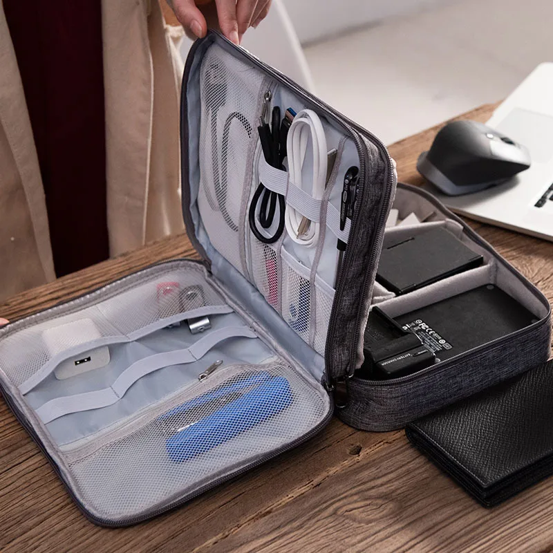 

New Three-Layer Digital Storage Bag USB Data Cable Earphone Wire pen Power bank HDD Organizer Portable Travel Kit Case Pouch