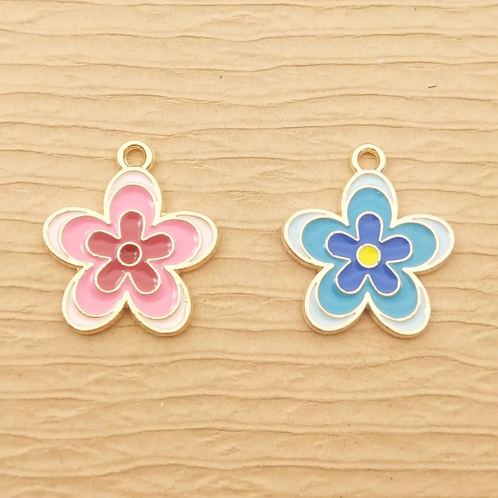 

10pcs 18x21mm Enamel Flower Charm for Jewelry Making Earring Pendant Necklace Bracelet Accessories Diy Craft Supplies