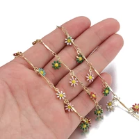 1meter brass colorful daisy charm chain enamel flower chains for diy necklace bracelet earrings jewelry handmade making