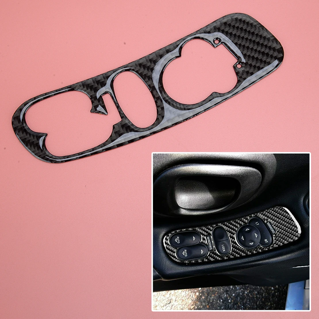 

Наклейка на панель переключателя управления передней левой дверью и окном, углеродное волокно, подходит для Chevrolet Corvette C5 1998-2004, левый руль, 2 ...