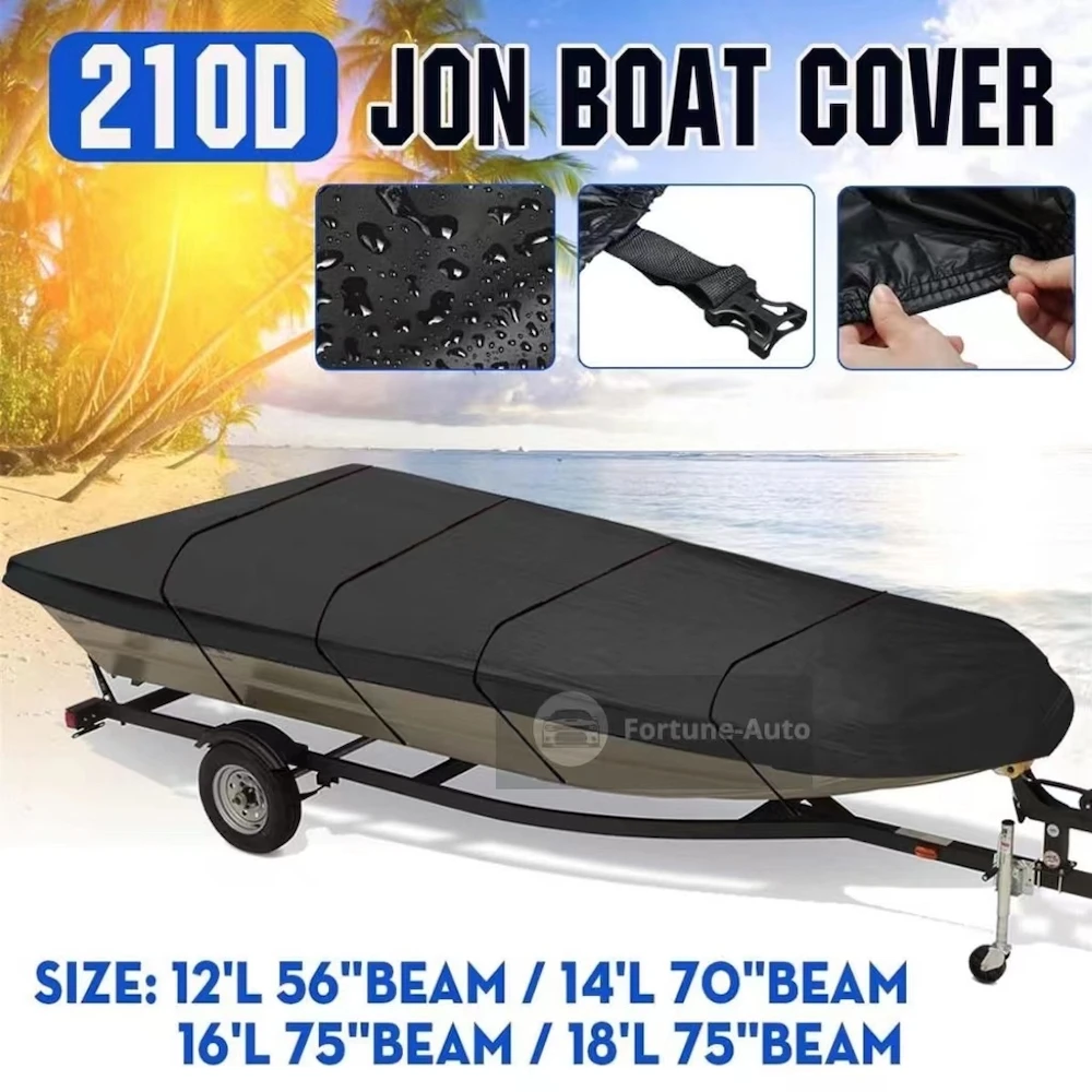 

Чехол для лодки Jon 210D 12 футов/14 футов/16 футов/18 футов, водонепроницаемый солнцезащитный козырек, защита от УФ, пыли, сверхпрочный морской трейлерный брезентовый аксессуар