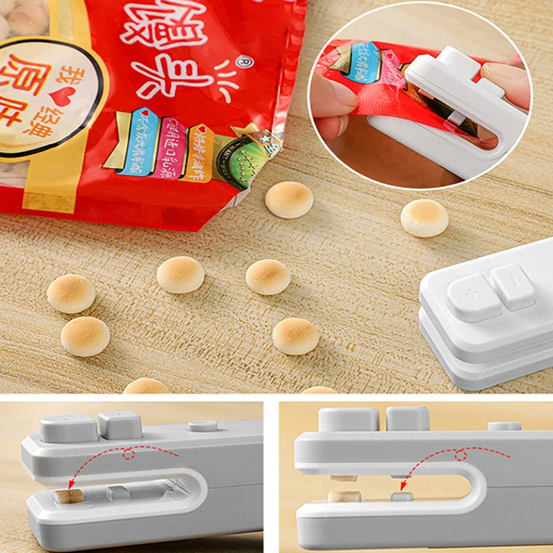 

Портативный термоуплотнитель 2 в 1, компактный ручной вакуумный аппарат для запечатывания пищи, закусок, пластиковые пакеты для хранения, уп...