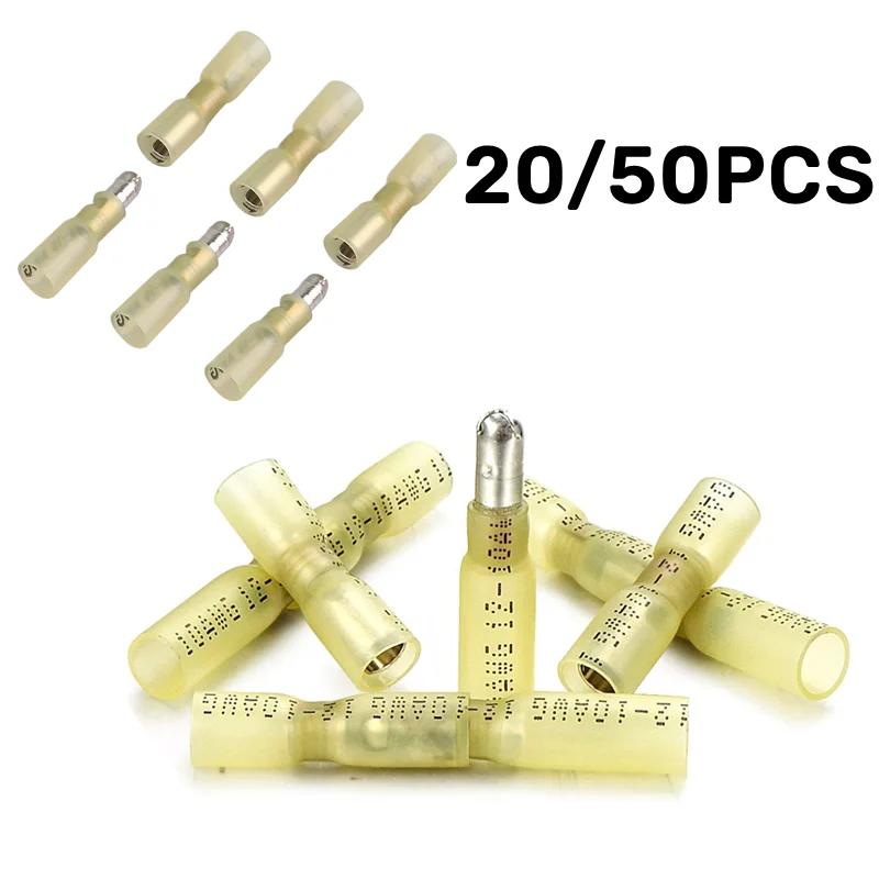 

20/50PCS Heat Shrink Bullet Terminal Solder Waterproof Insulated Butt Electrical Connector Wire Female Male Splice Terminals Kit