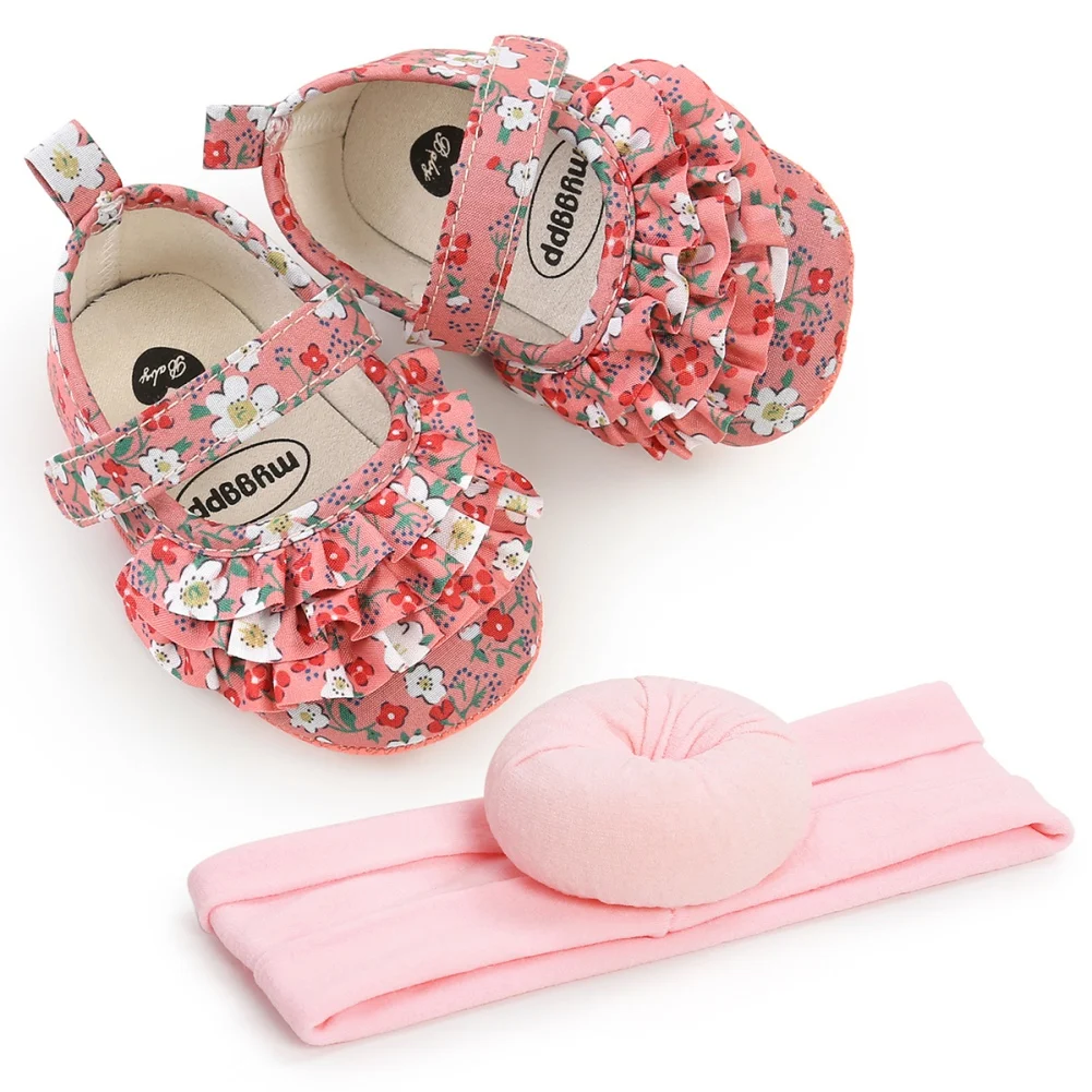 

ETOSELL Toddler Floral First Walkers 0-18 MonthsBaby Girls Soft Non-Slip Sole Cute Shoes Newborn Princess Wedding Ruffled Shoes