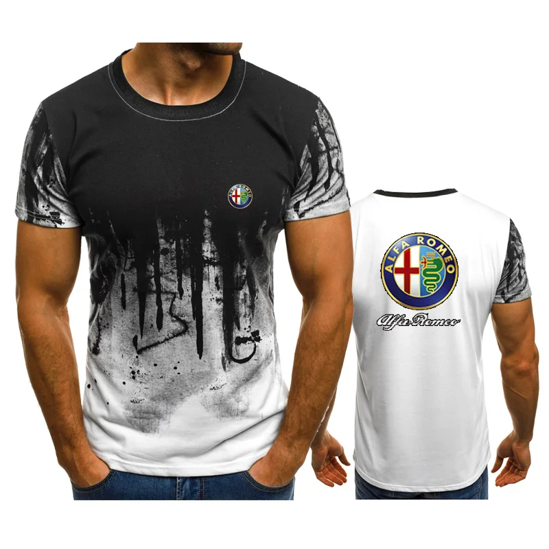 

2022New Summer ALFA ROMEO Logo Camouflage Gradient O-Neck Casual Sport T-shirt Comfortable Sweat Absorption Short Sleeves