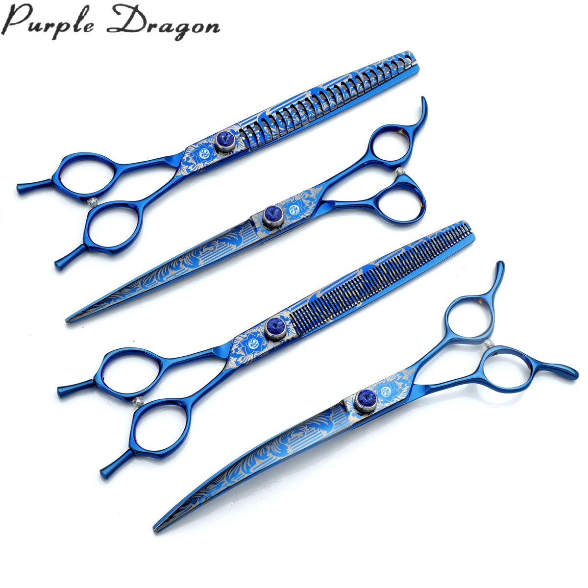 

Dog Grooming Scissors Kit 7" Japan 440C Purple Dragon Pet Scissors Straight Shears Thinning Scissors Chunker Curved Shears Z3004