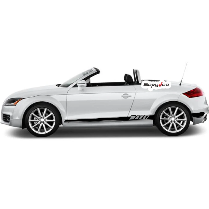 1 пара стильных наклеек на дверь и боковую юбку автомобиля Длинные полосы