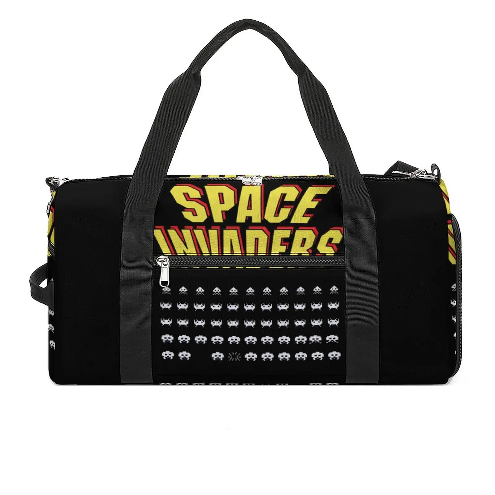 

Space Invaders Arcade Sports Bags Retro 70s 80s Games Travel Training Gym Bag Graphic Handbags Couple Custom Oxford Fitness Bag