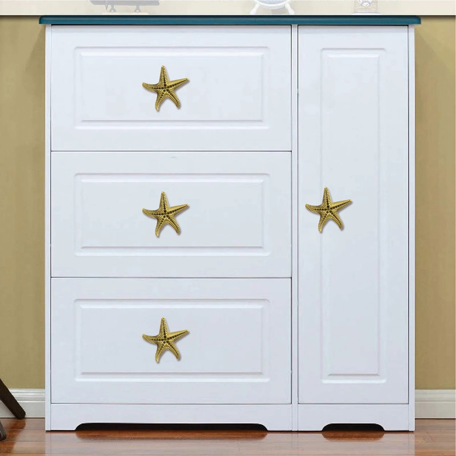 

2pcs Star Drawer Knobs Pulls Home Metal Cabinet Knobs Nautical Beach Decor Dresser Knobs Pulls Handles Wall Mount Coat Hook