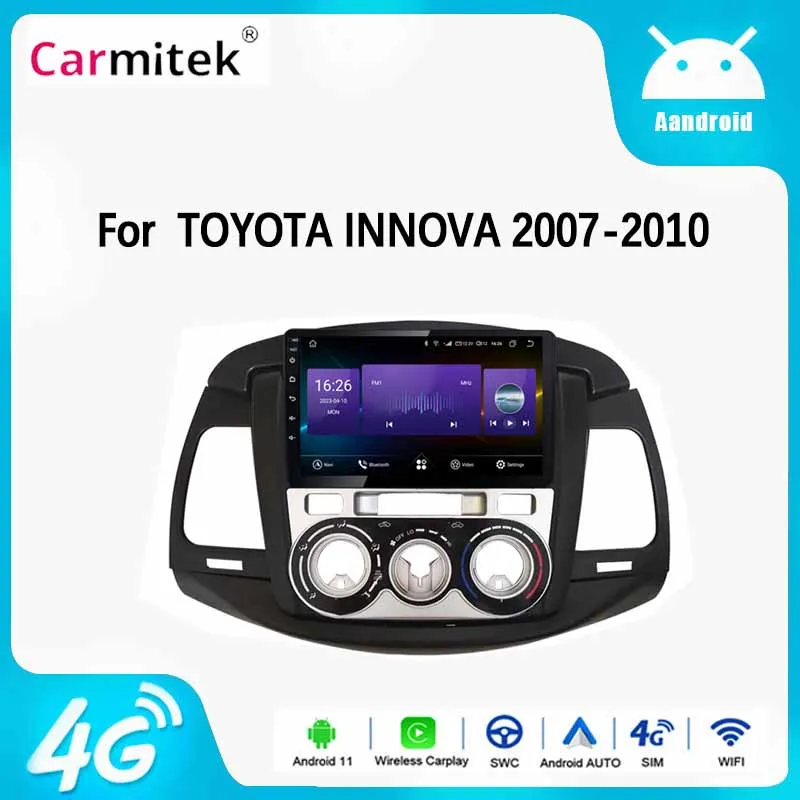 

Car Radio For Toyota INNOVA 2007-2014 9" HD Screen AI Voice Video Audio Player Bluetooth USB Carplay Stereo Navigation