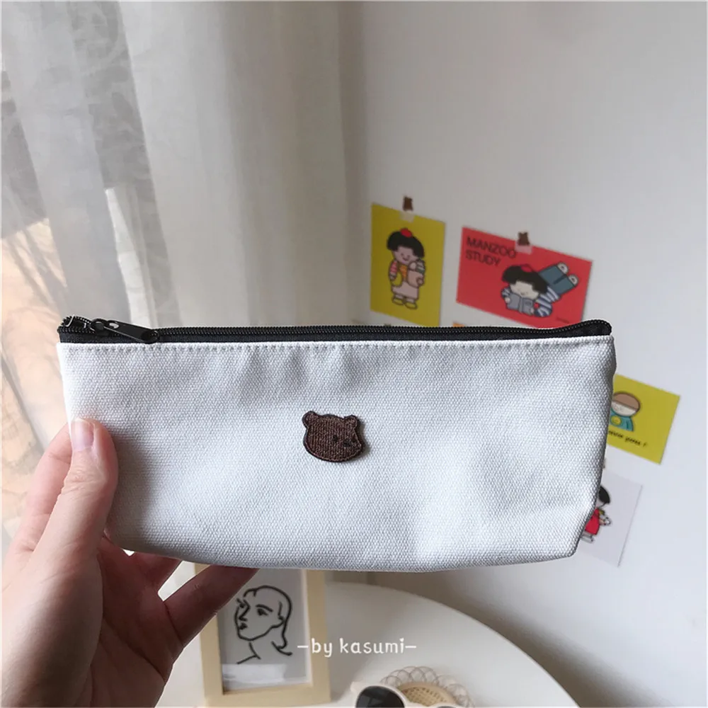 Корейская Холщовая Сумка для карандашей с мультяшным медведем 1 шт. модная