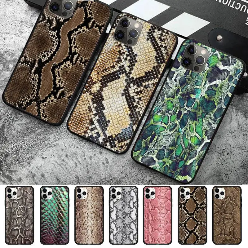 

TOPLBPCS Snake Skin Phone Case for iPhone 11 12 13 Mini Pro Max 8 7 6 6S Plus X 5 SE 2020 XR XS Funda Case