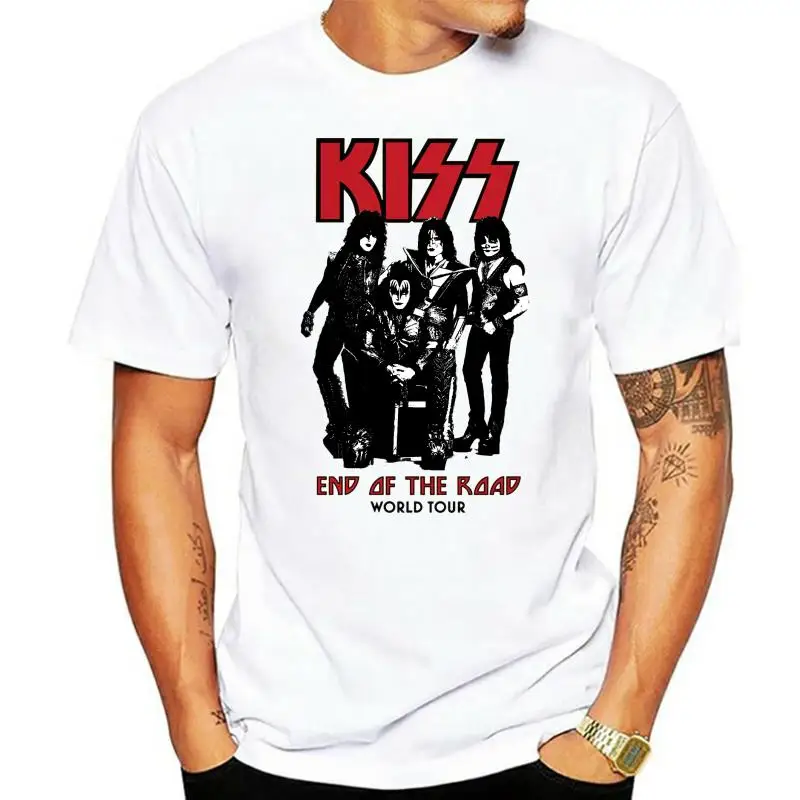 

Футболка с надписью Kiss Band Rock End Of The Road World Tour 2022, белая футболка, размеры S-3Xl, футболка