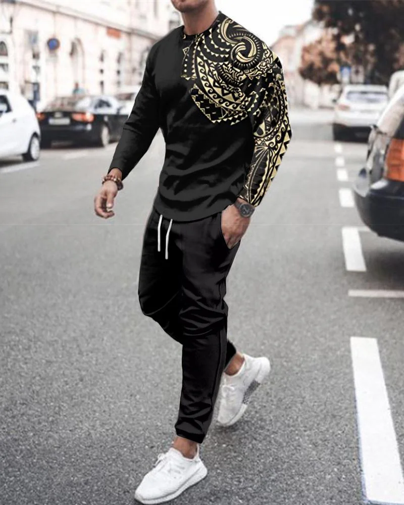 Мужской комплект с длинными рукавами костюм 3D-принтом короля Лев спортивная