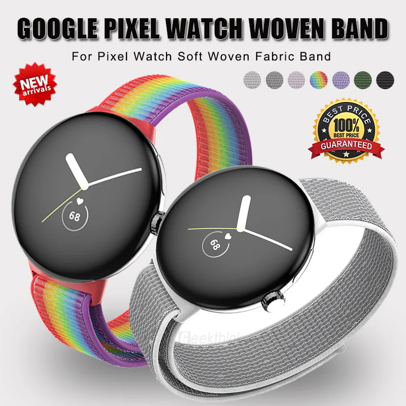 

Тканый ремешок, нейлоновый тканевый ремешок для Google Pixel Watch, спортивный ремешок для Pixel Watch, ремешок для смарт-часов, браслет для наручных часо...