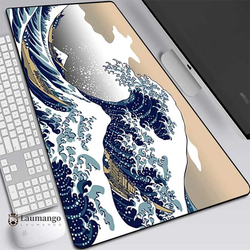 

Japan Great Waves Mousepad Xxl Gamer Mouse Pad 900x400 Pc Gaming Computer Desk Accessories Big Mousepepad For Gamers Rubber Mat