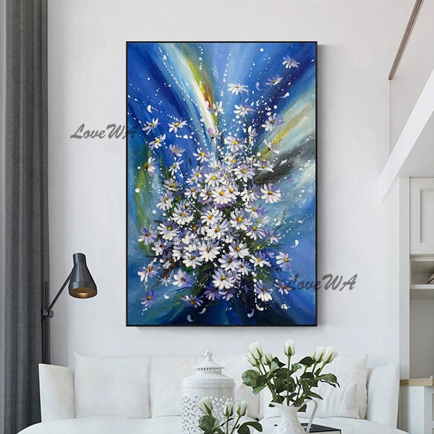 

Handmade Palette Knife Canvas Art Flowers Oil Painting Unframed Hotel Artwork Picture Wall Paintings Home Goods Wall Decoration