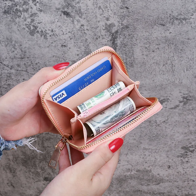 Women's Wallet Small PU Leather Purse Cards Holders Short Color Blocking Coin Ladies Soft Surface Money Bag
