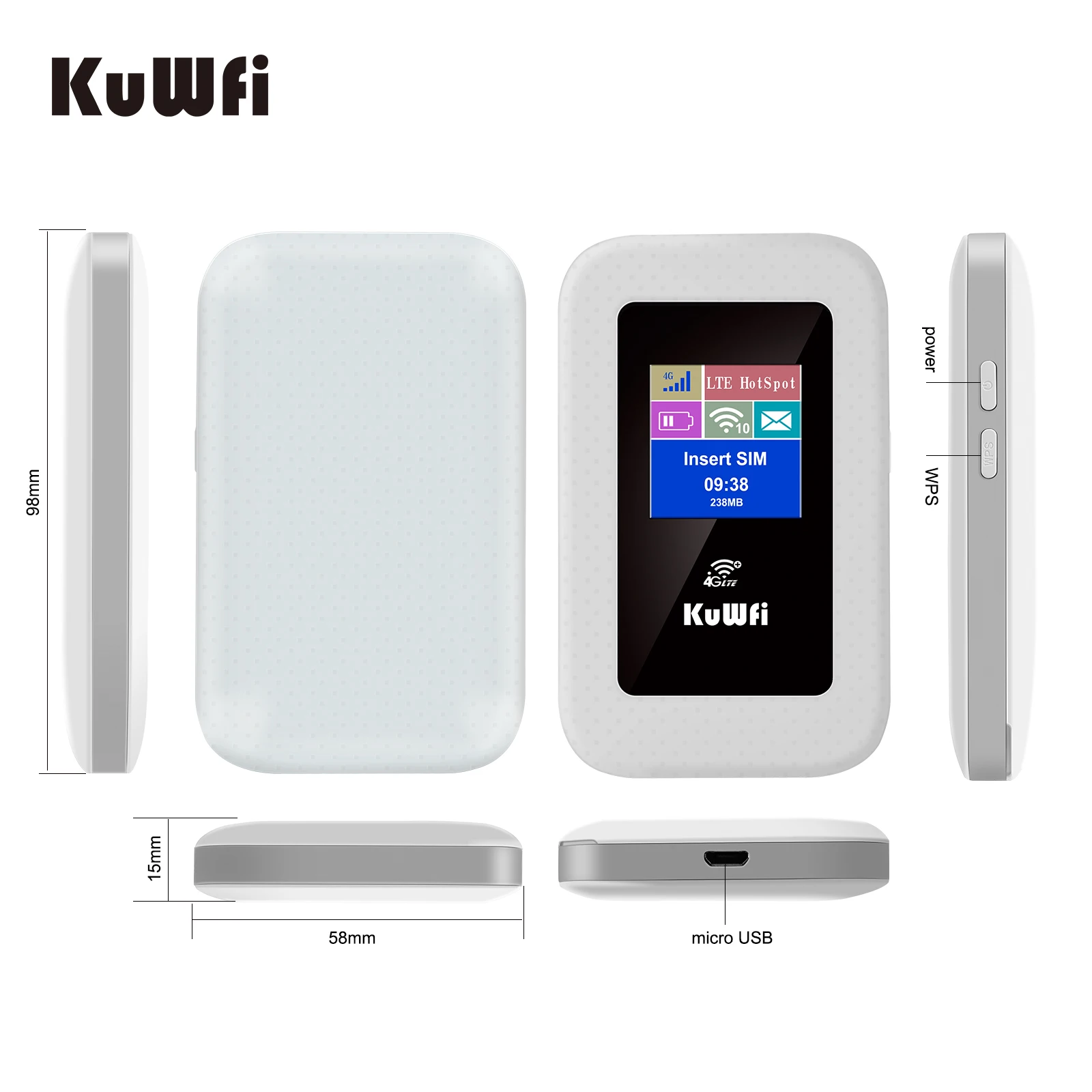 KuWFi 4G LTE Router Korea 150Mbps Mobile Hotspot Router Outdoor Mini 4G LTE Wi-fi Modem SIM Card Router For RU/Korea/Brazil/EU images - 6