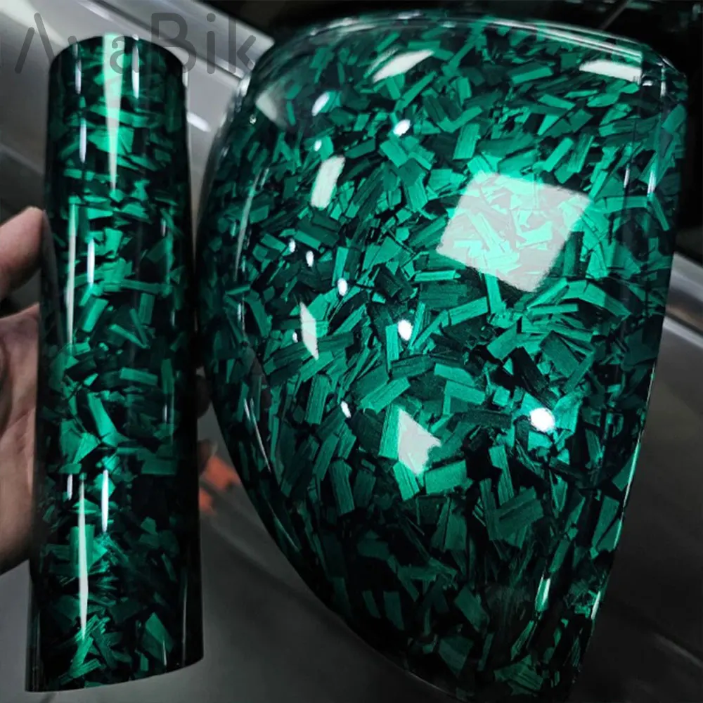 Высокоглянцевая зеленая кованая наклейка из углеродного волокна для автомобиля