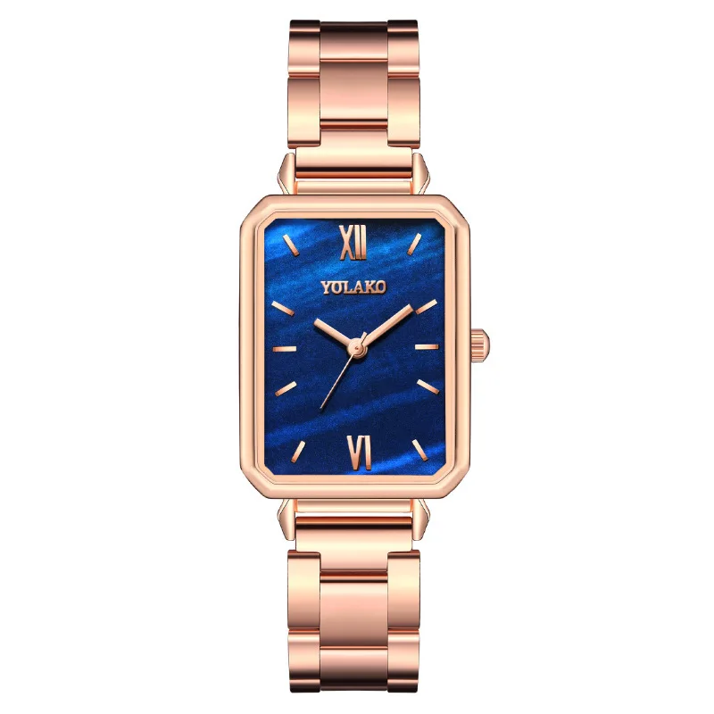 Popular Square Green Steel Band Quartz Casual And Fashionable Women's Watch Can Be Used As A Gift