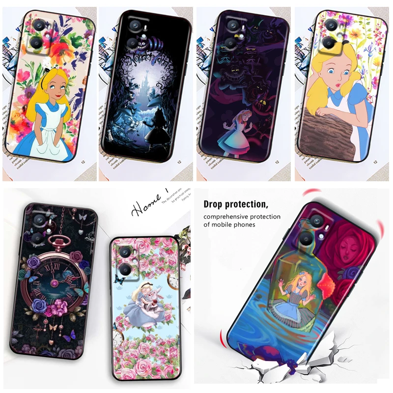 

Disney Alice in Wonderland Phone Case Black For OPPO Find X5 X3 X2 Neo Lite A96 A57 A74 A76 A72 A55 A54S A53 A53S A16S A16 A9