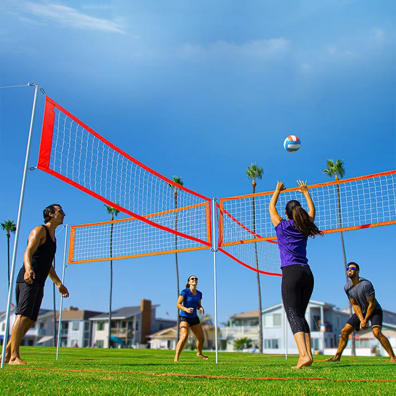20x20ft Portable Four Square Volleyball Net with Frame Quick Assemble Outdoor Garden Backyard Beach 4 Way Badminton Net