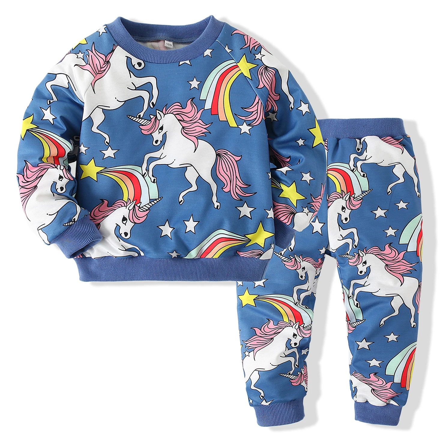 

Комплект для девочек, осенний Новый пуловер с длинным рукавом, модный детский комплект из двух предметов с мультяшным принтом, детская повседневная одежда