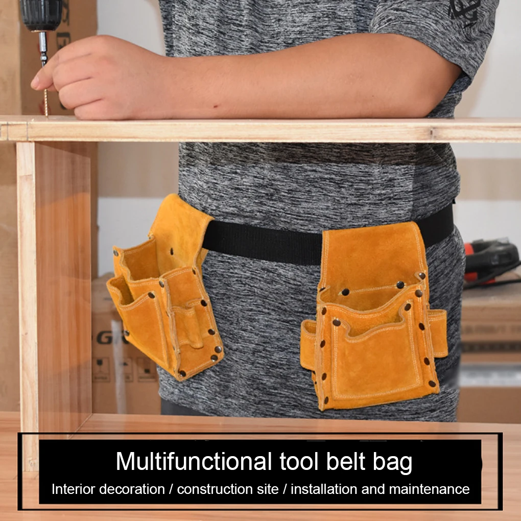 

Tool Storage Waist Bag Multi-pocket 24 Rivets Puncture Proof Screwdriver Wrench Grinder Woodworking Carpentry Pouch